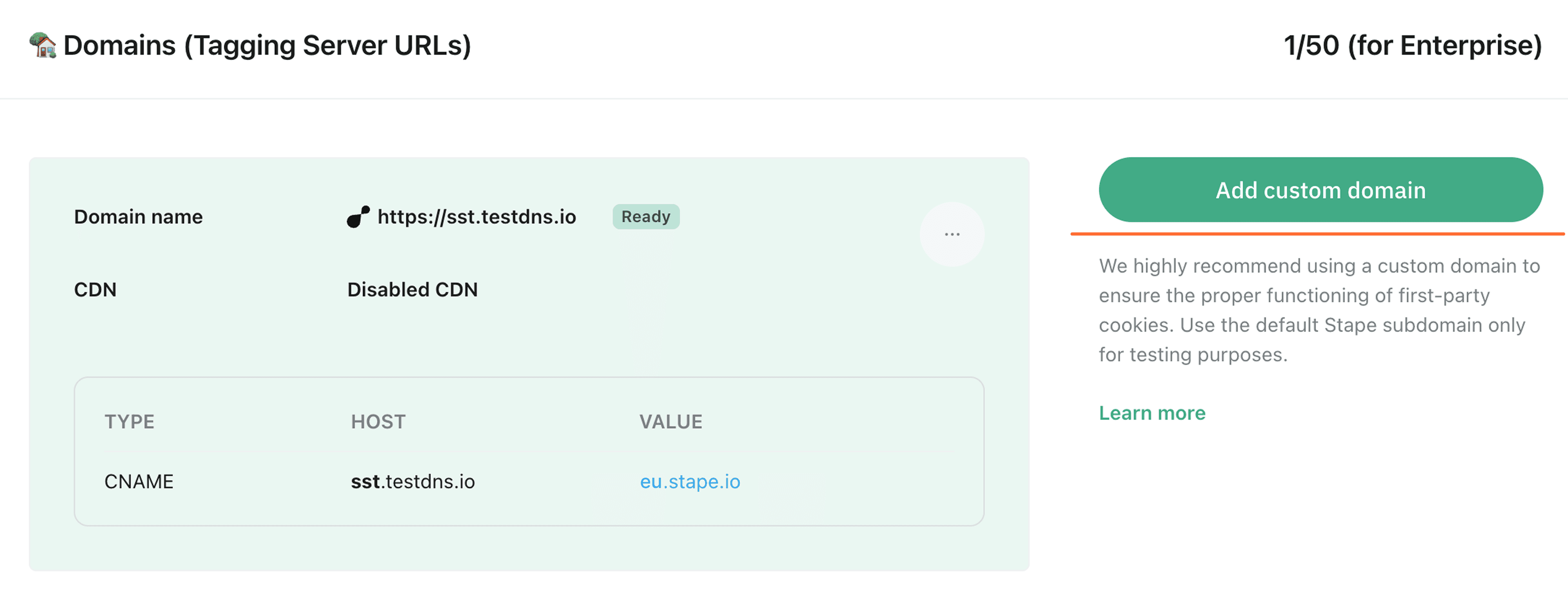 Click Add custom domain