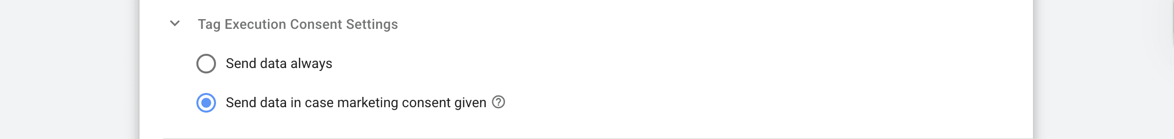 Tag Execution Consent Settings section