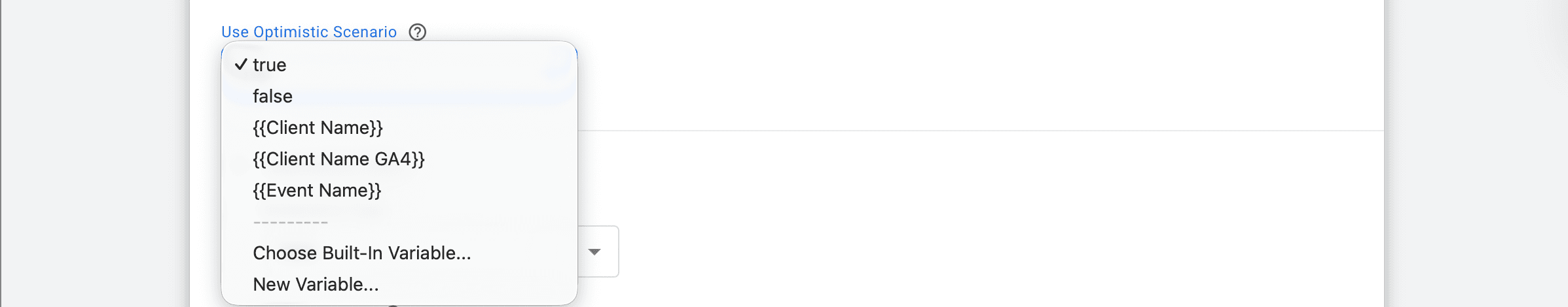 Use Optimistic Scenario section