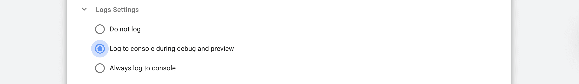 Logs Settings section