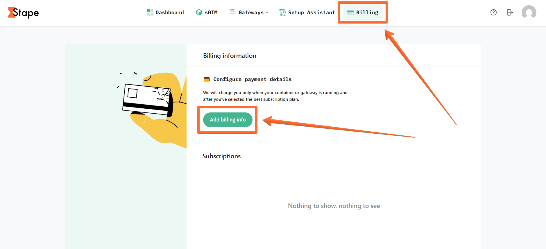 Click Add billing info