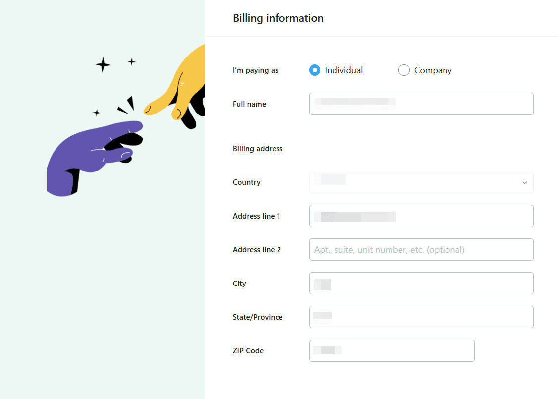 Changing&nbsp;billing data