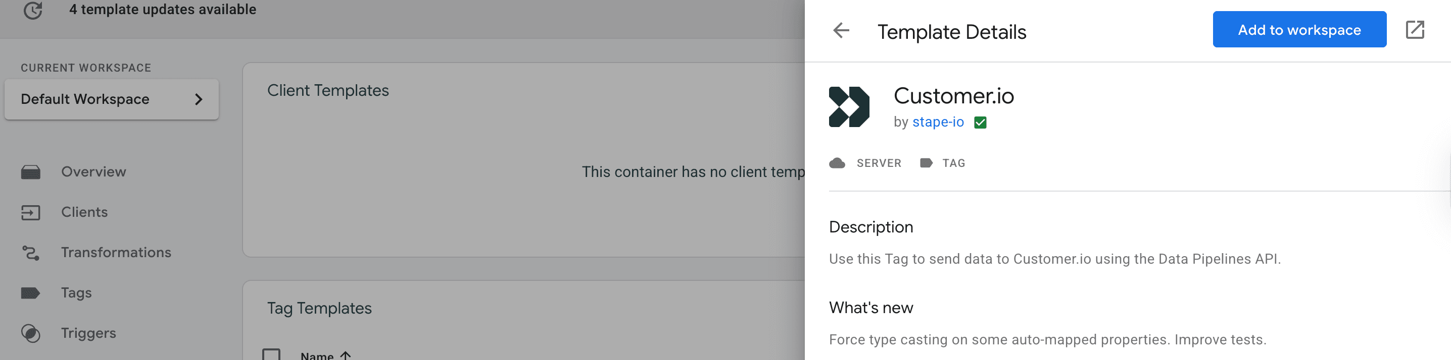 Customer.io as template