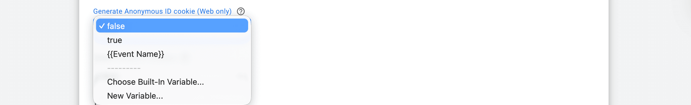 Generate Anonymous ID cookie configuration