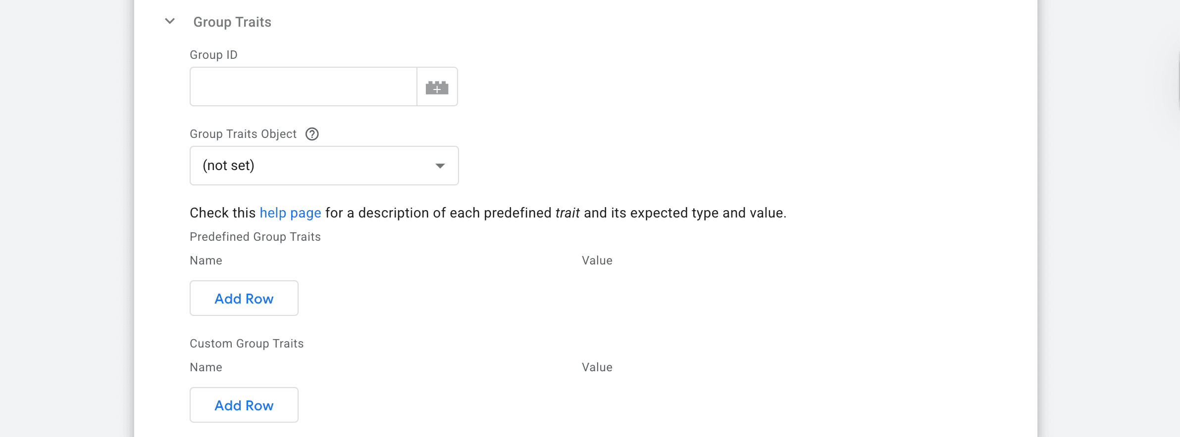 Group Traits form to fill out