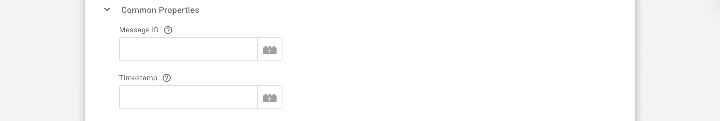 Common Properties section to fill out