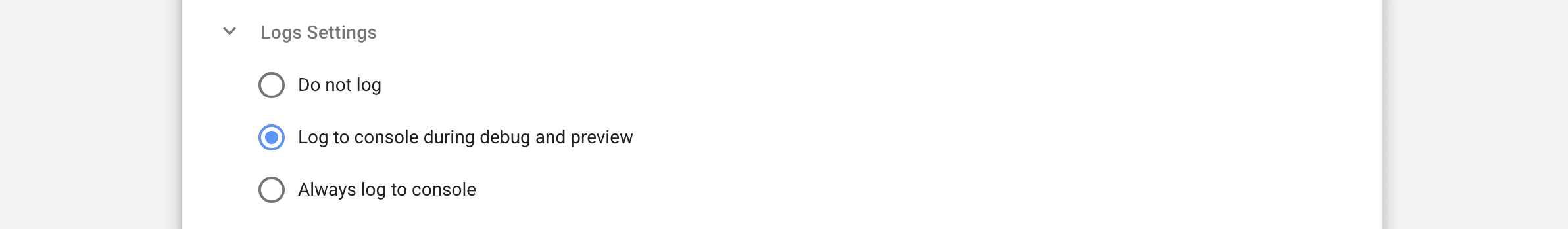 Logs Settings section to fill out