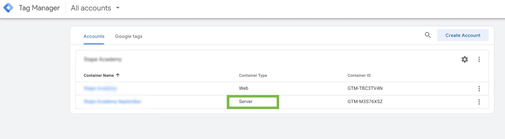 Server container on tagmanager.google.com