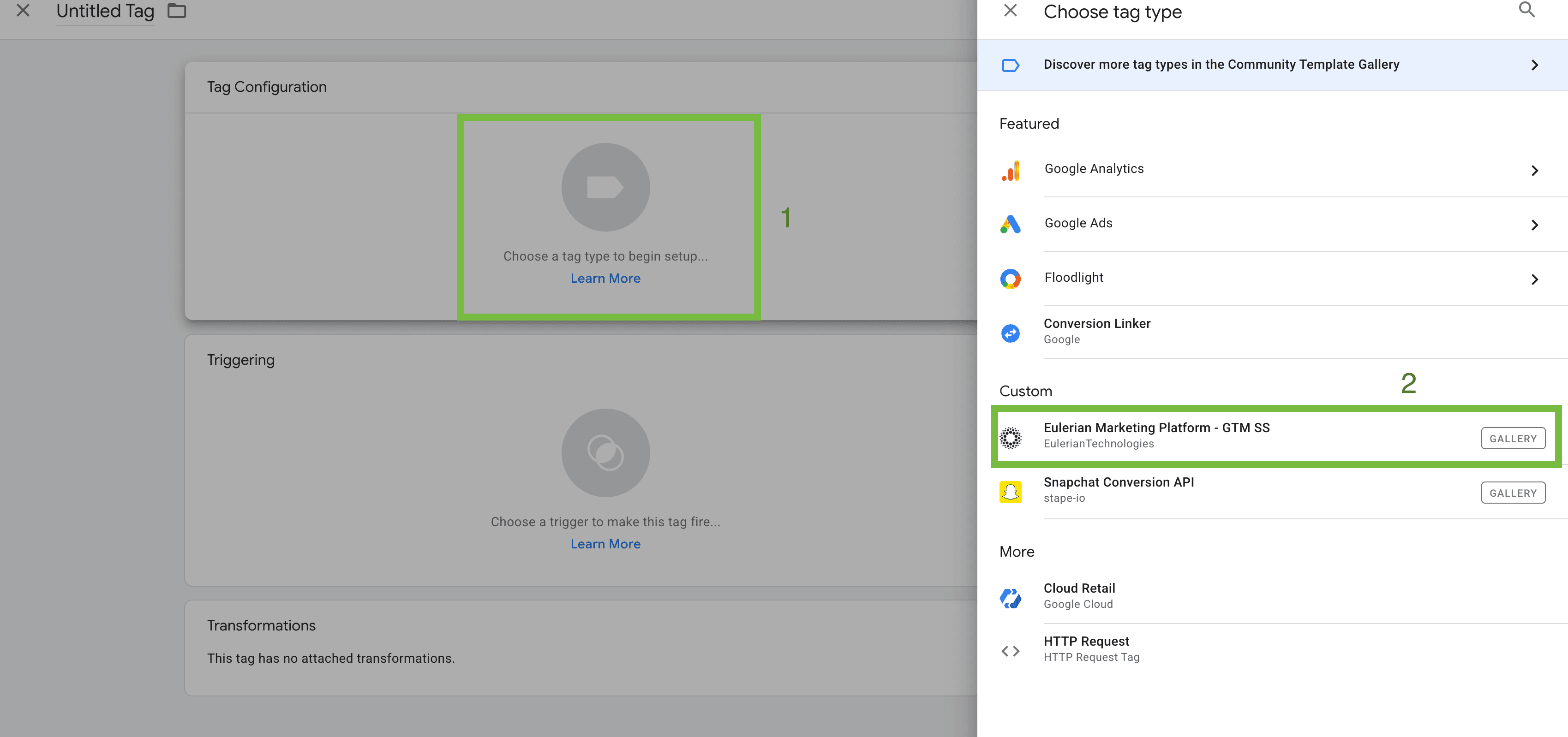 Use the Eulerian template to configure your tags