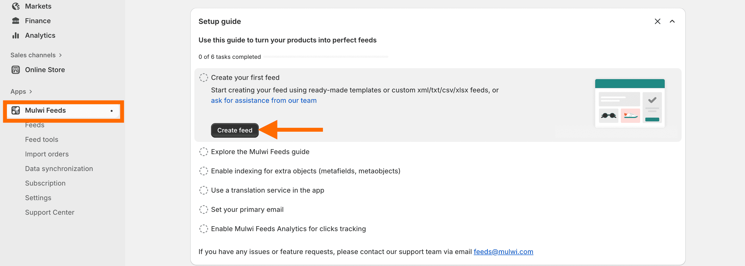 Create feed in Mulwi Feed