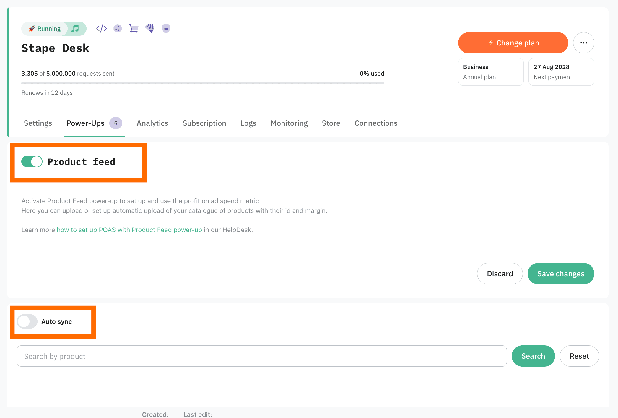 Enable Product Feed power-up
