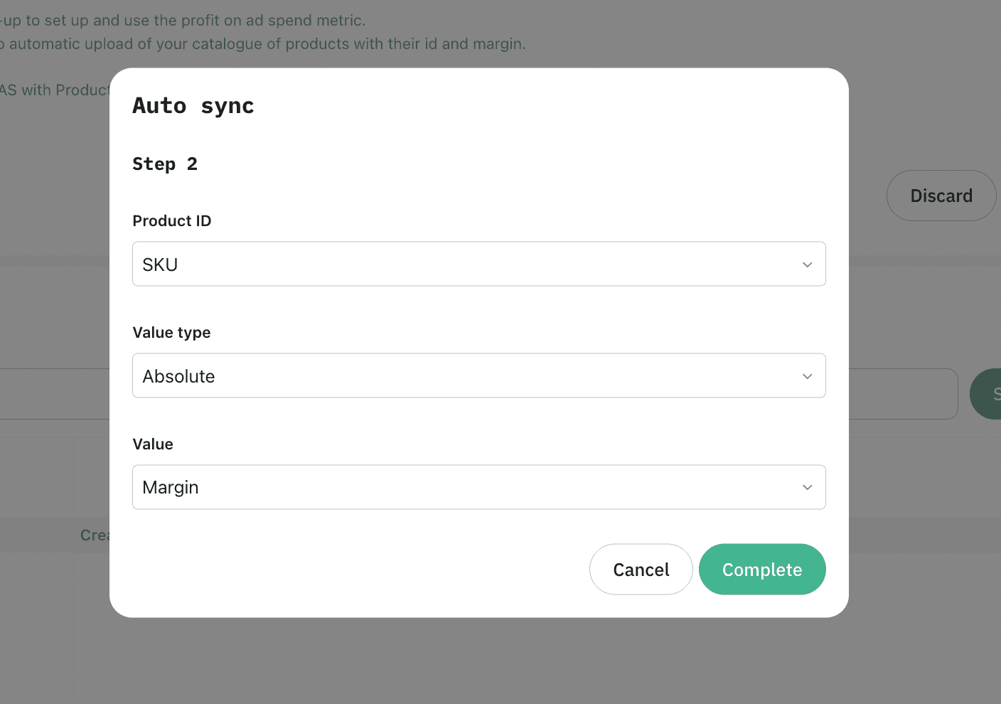 Auto sync step 2 configuration