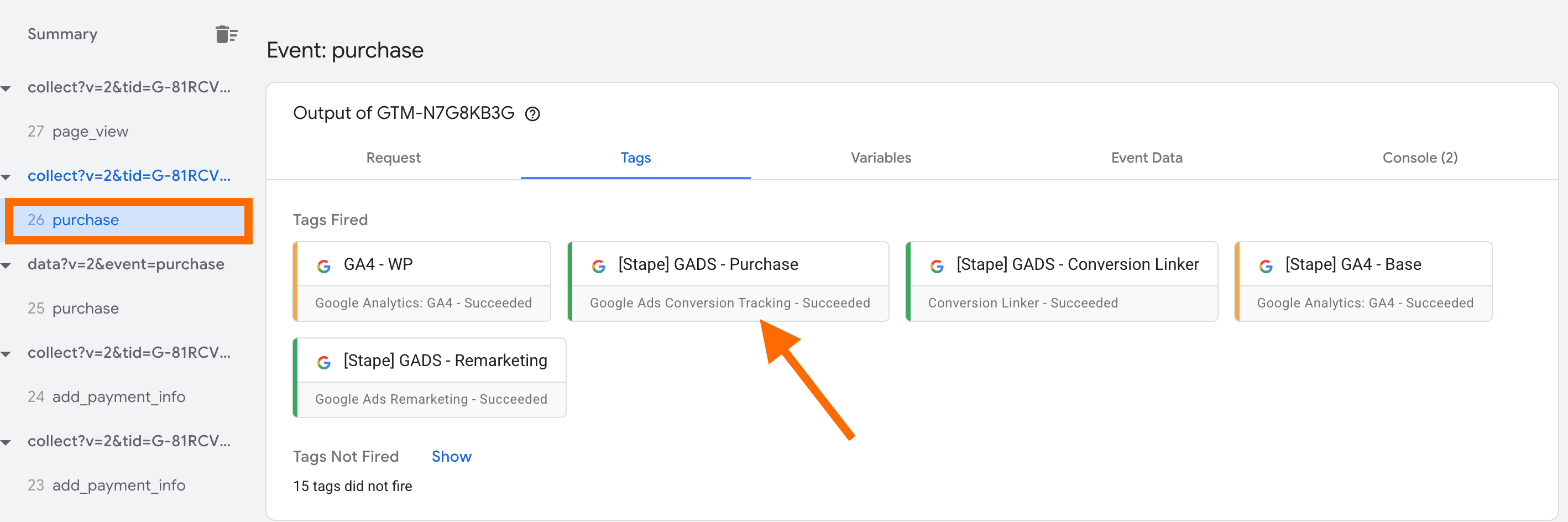 Purchase event in GTM