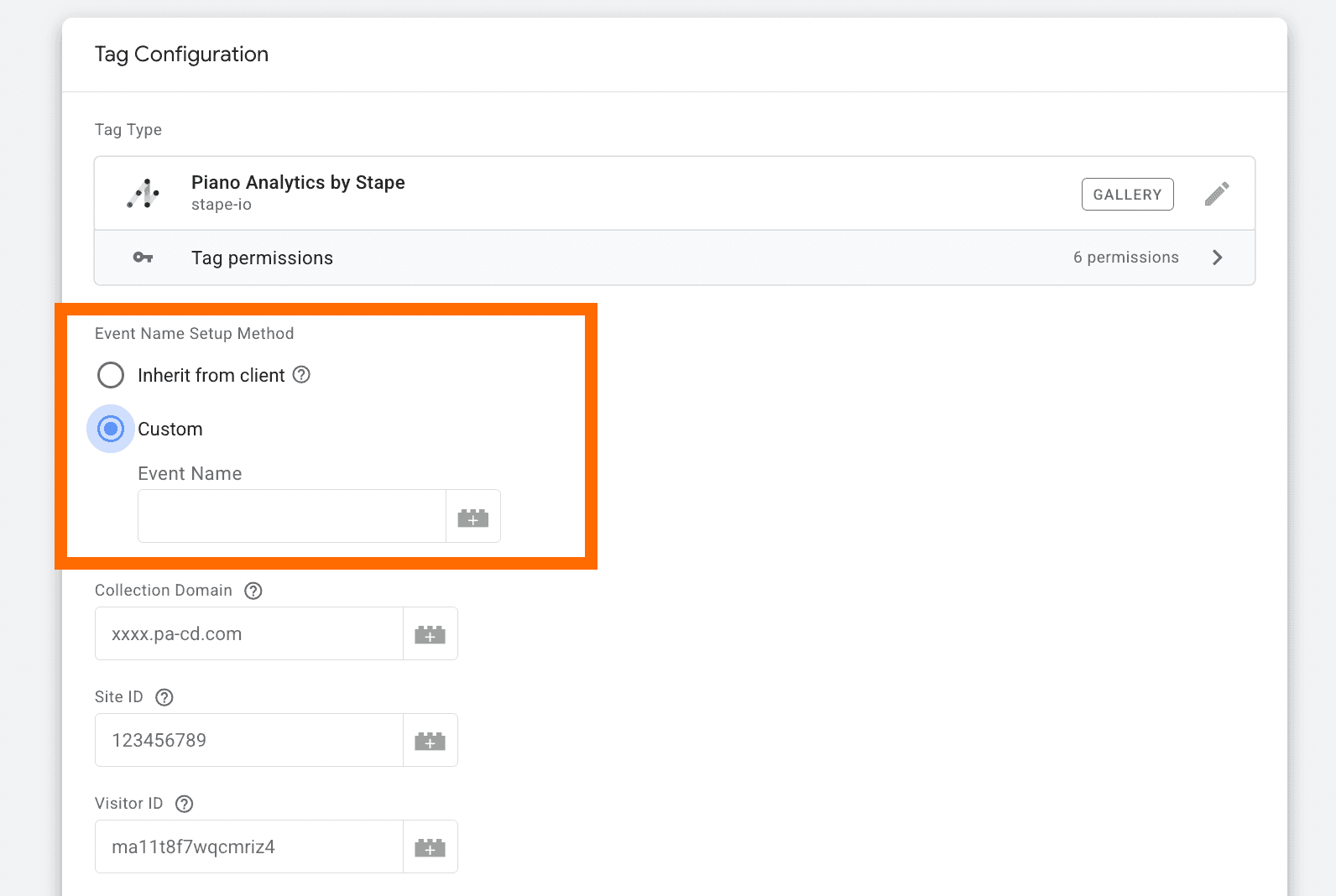Event Name Setup Method