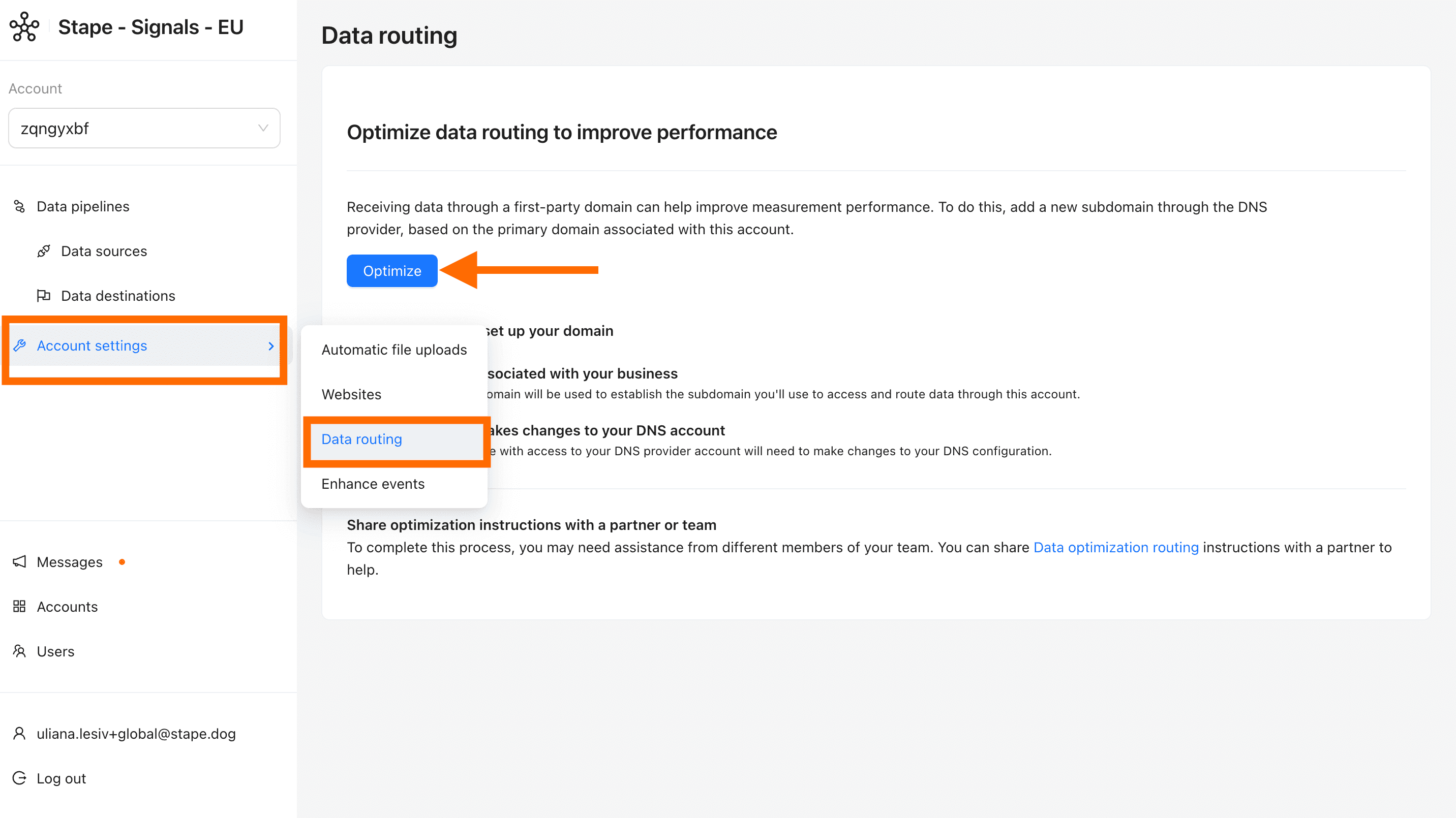 Optimize data routing