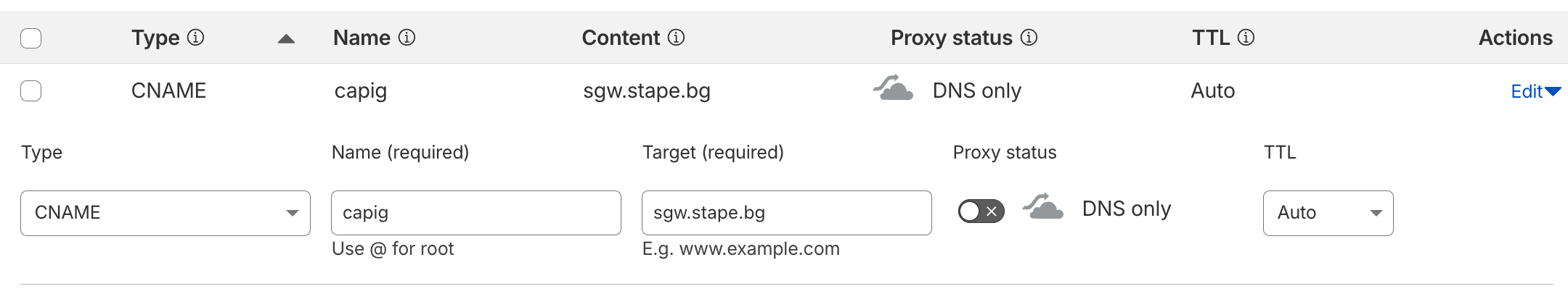 DNS configuration example