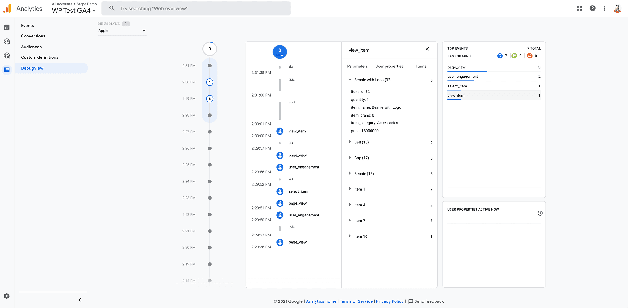 Use Google Analytics 4 debug view&nbsp;
