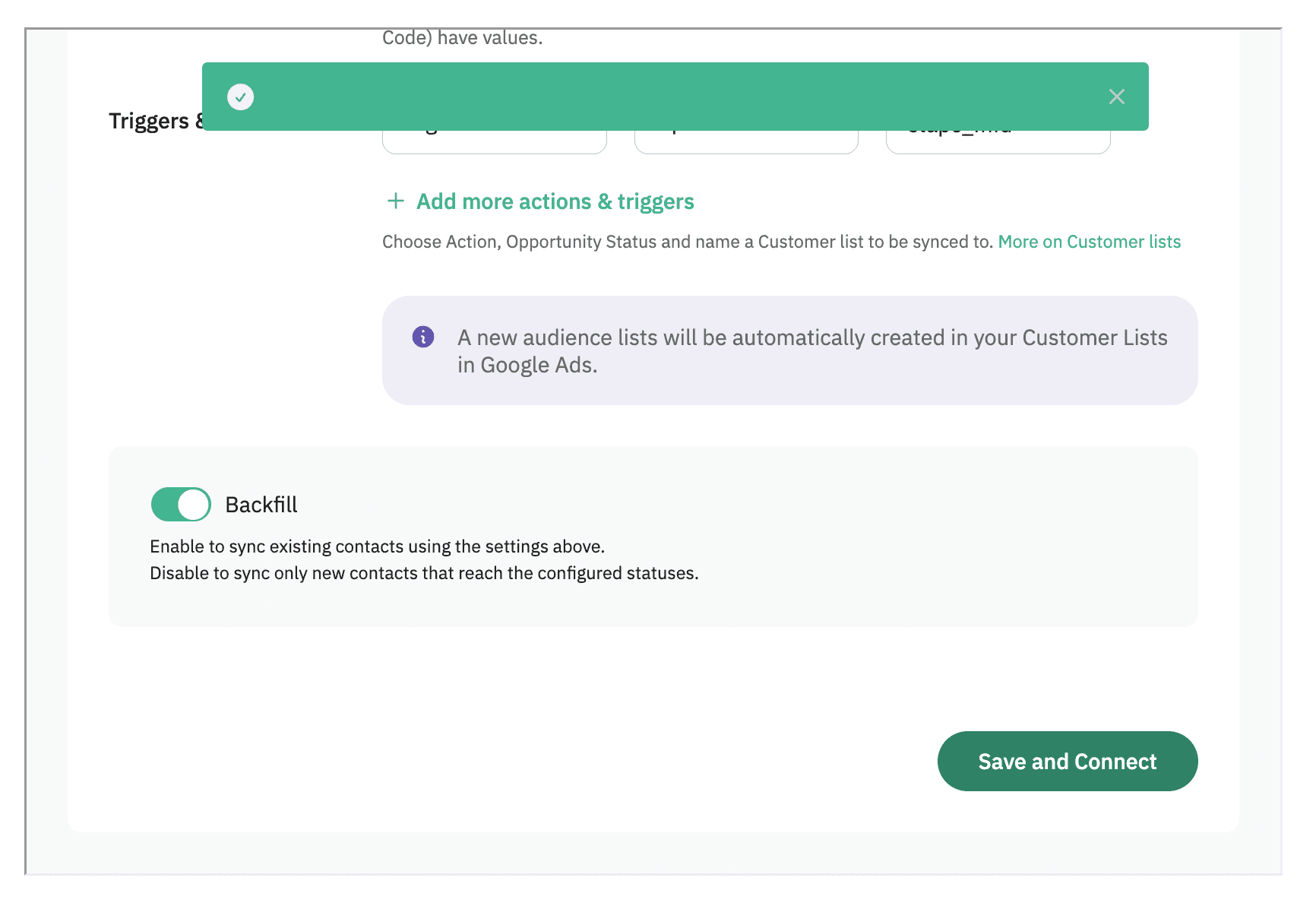 Save successfully the config