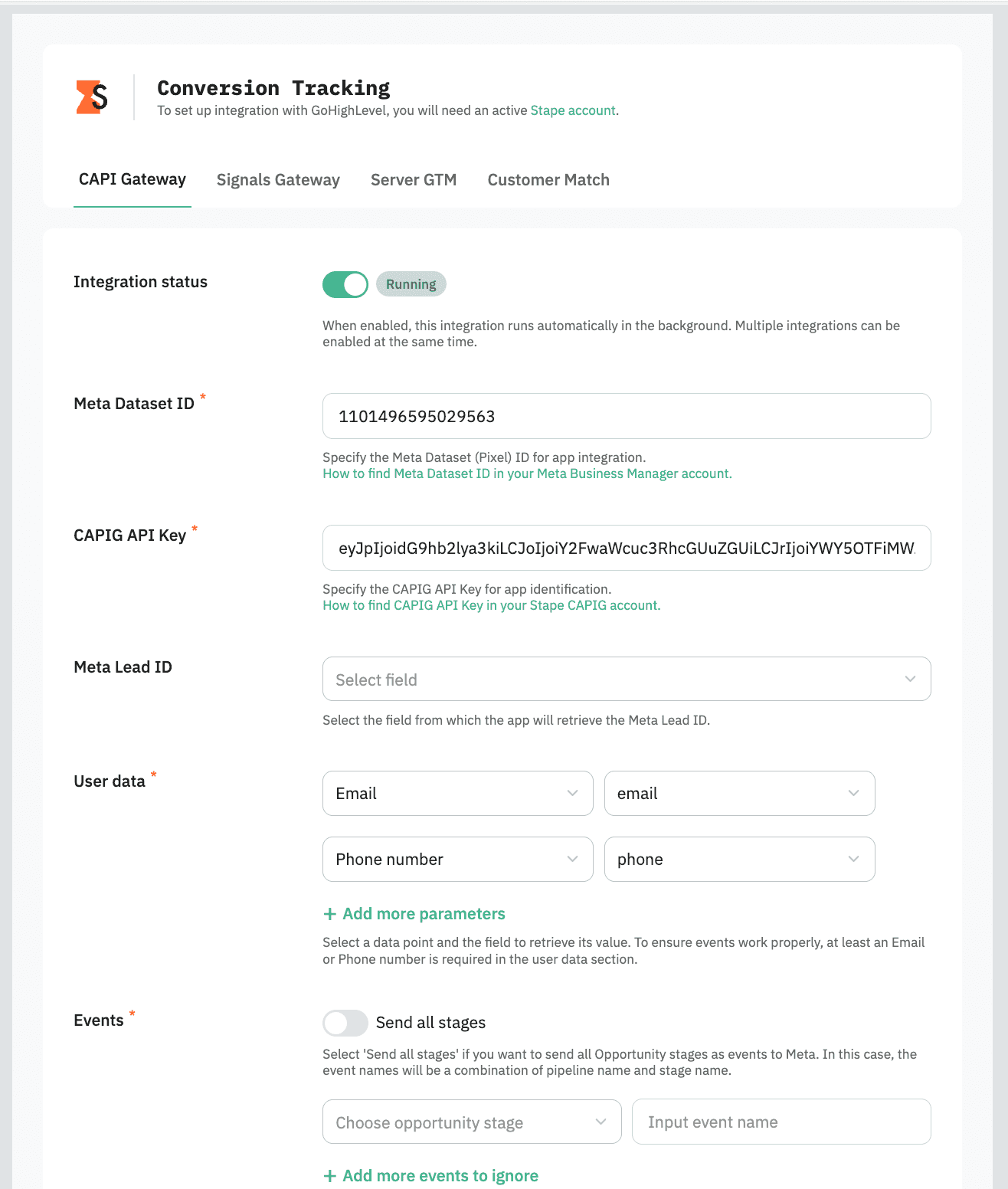 Fill out required fields