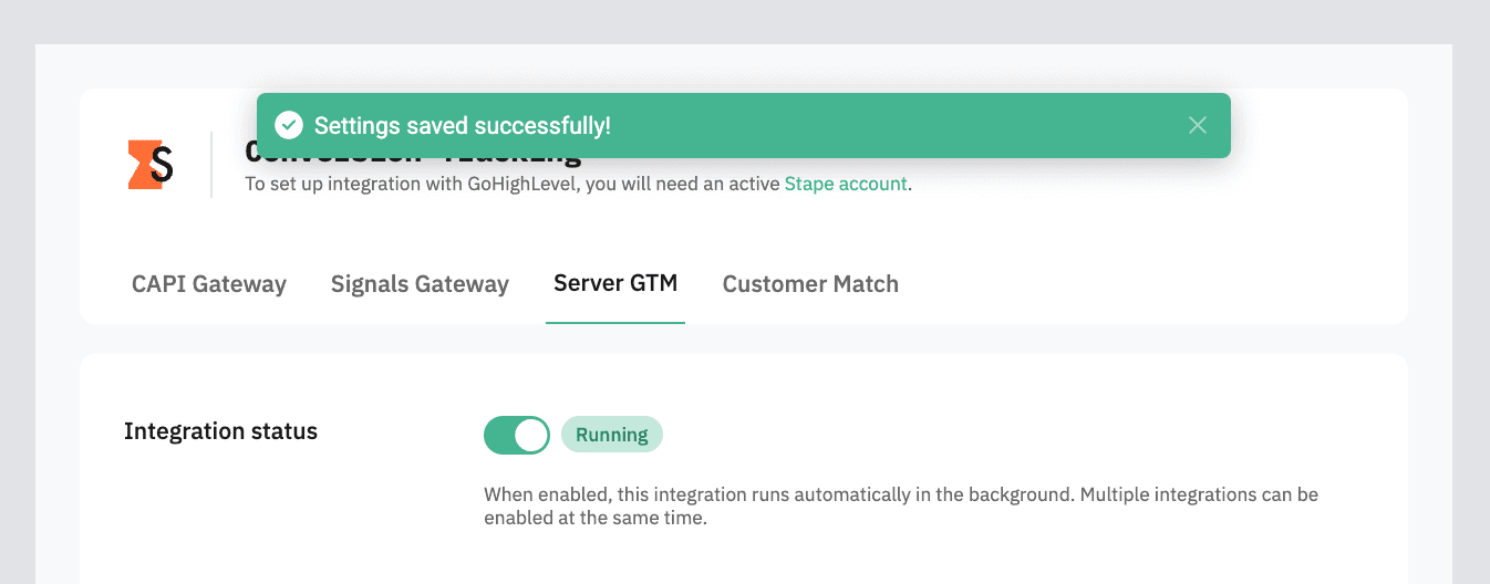 Success message popup