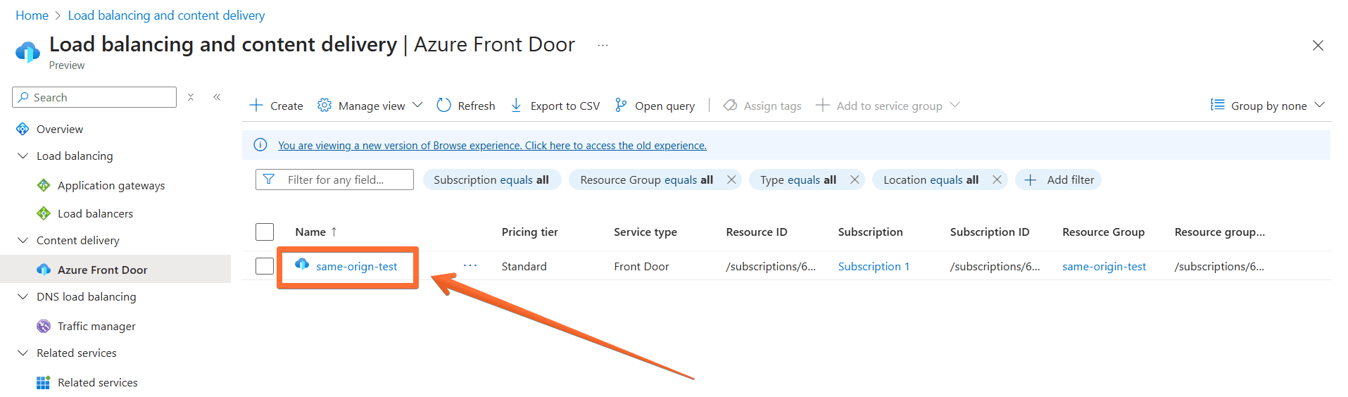 Click on your Front Door configuration
