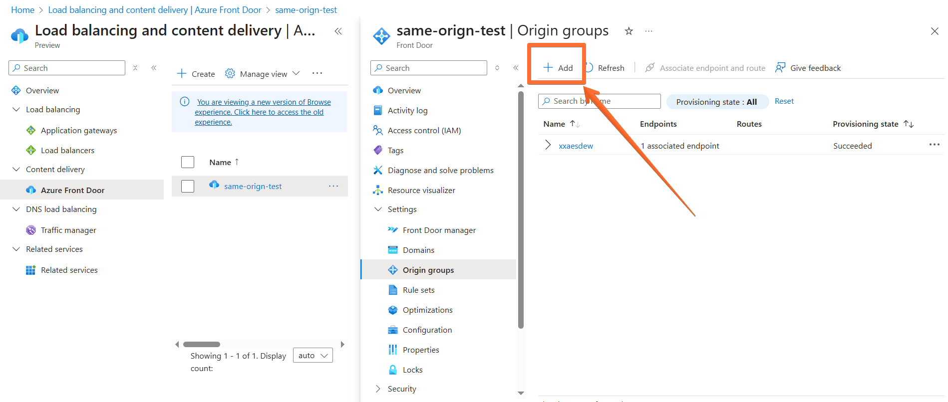 Add an origin group button