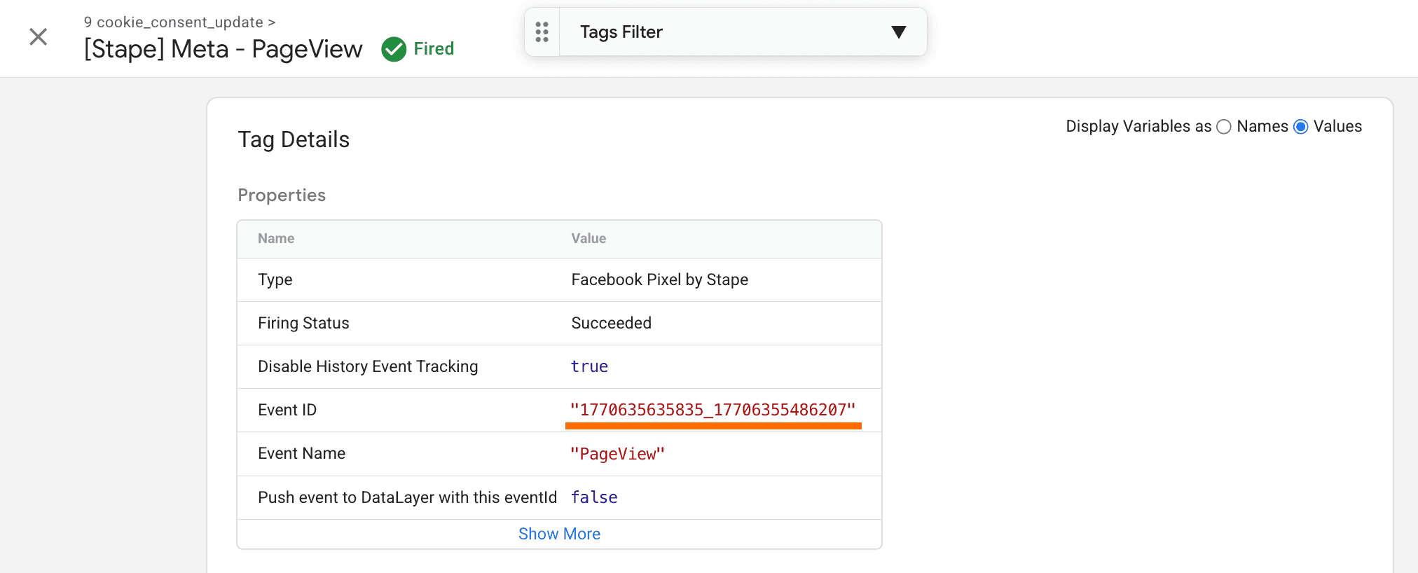 In the Meta tag, the ID is different