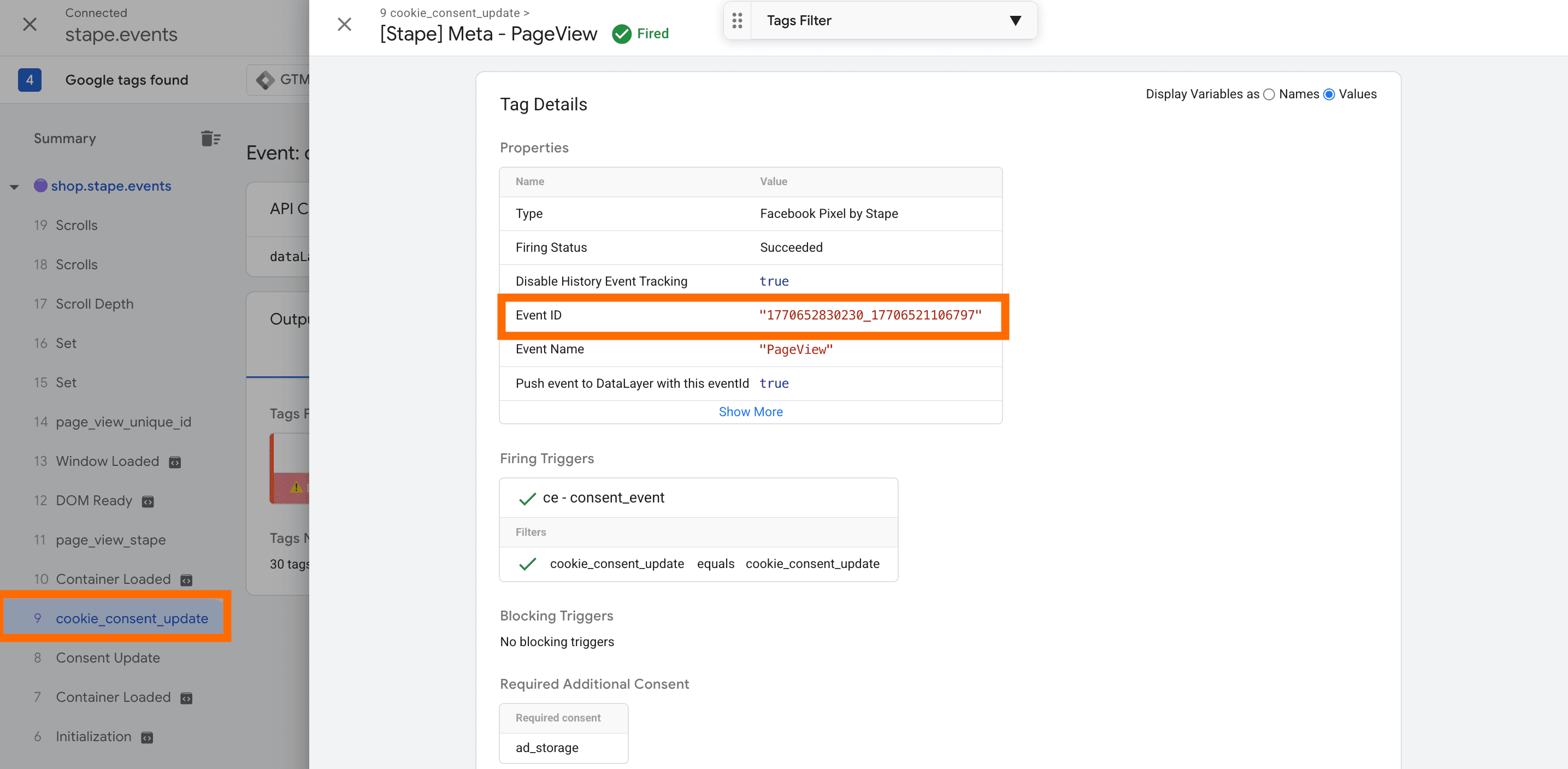 Event ID in Meta page_view