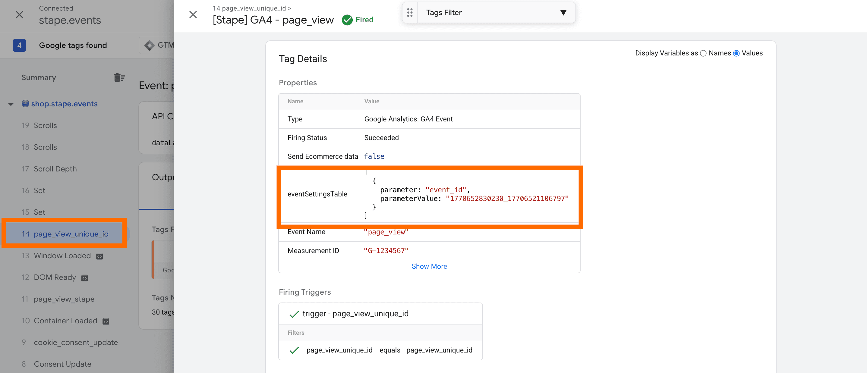 Event ID in GA4 page_view