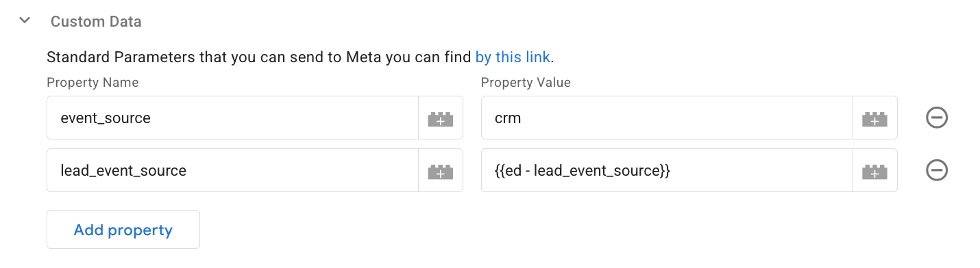 Custom Data section configuration