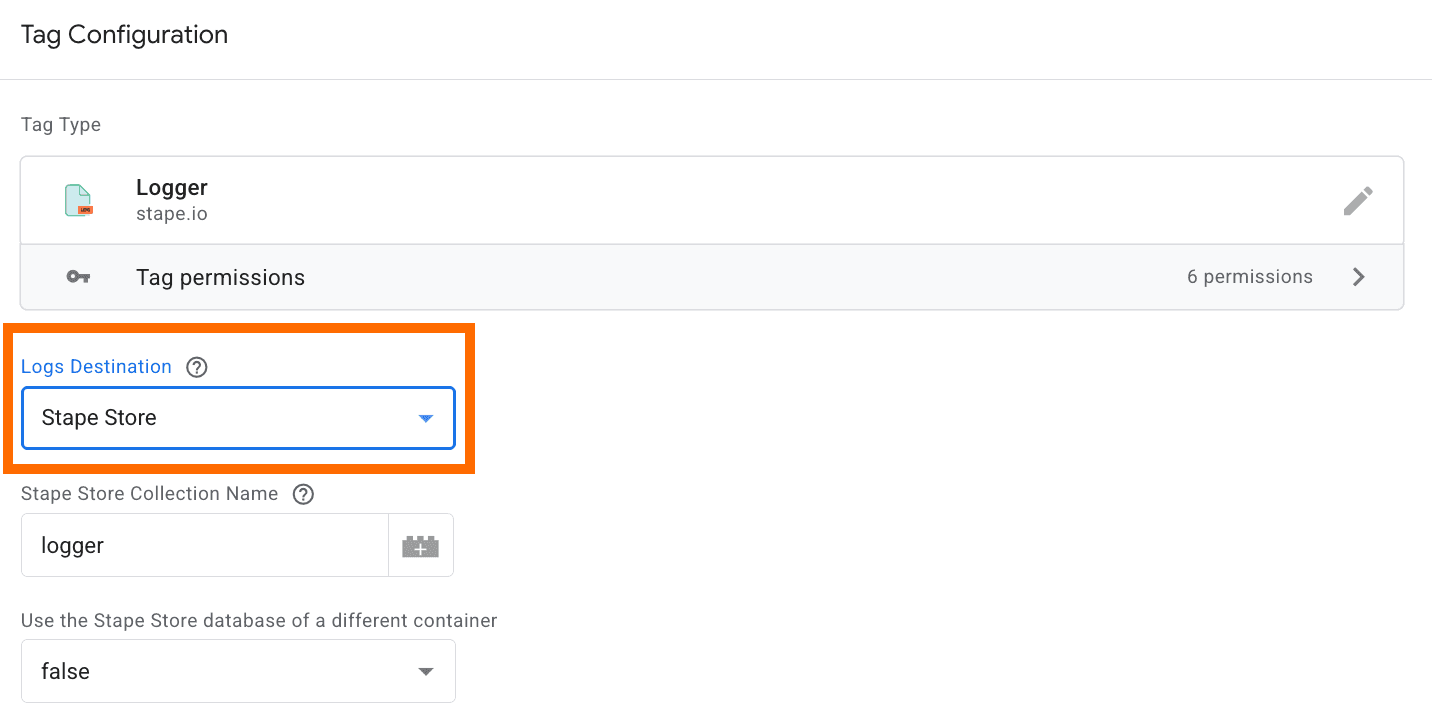 Stape Store as the logs destination