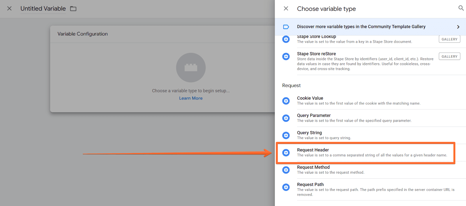 "Request Header" variable type
