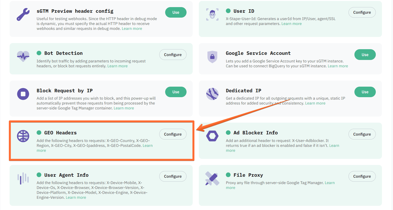 GEO Headers power-up from Stape