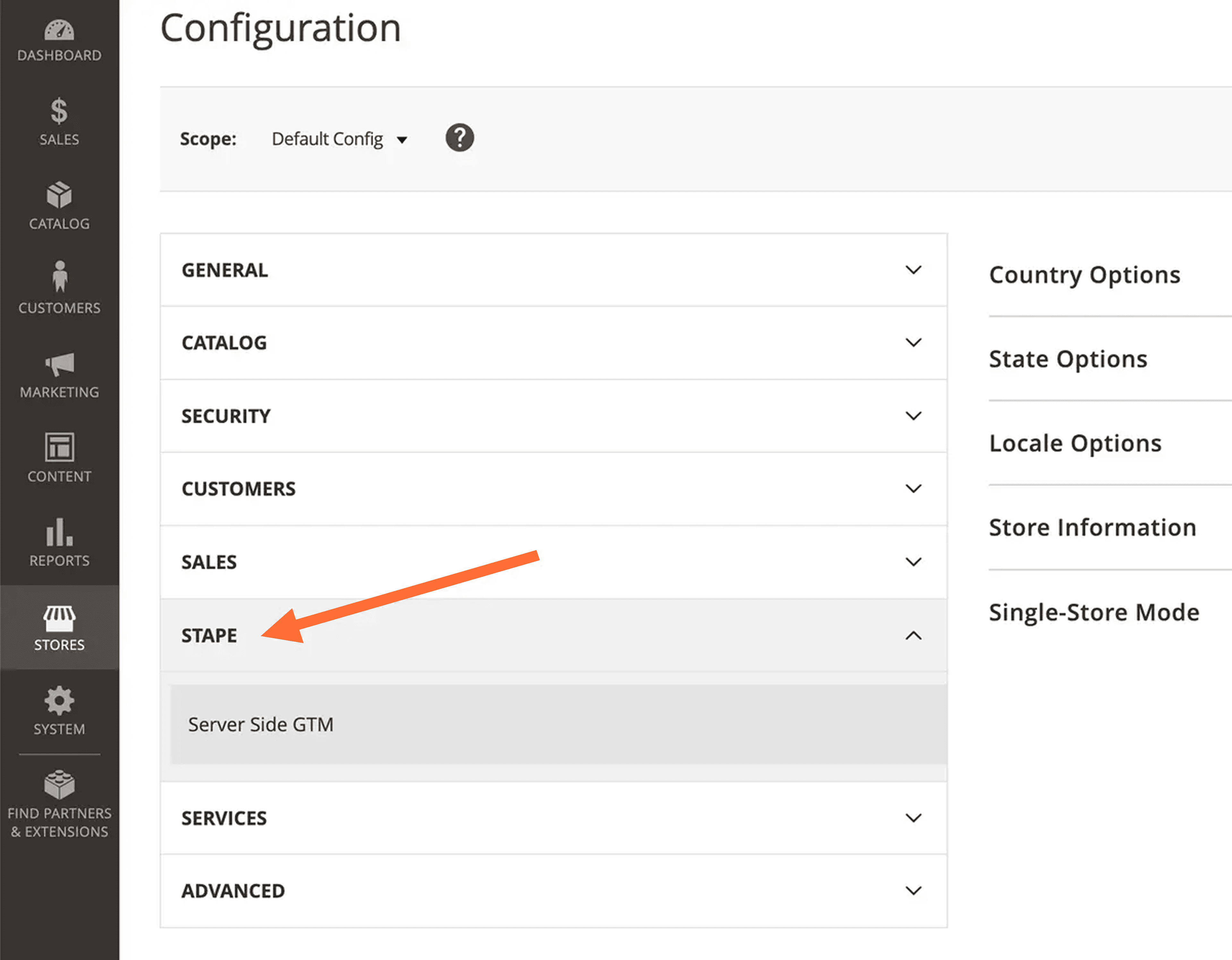 Magento account configuration