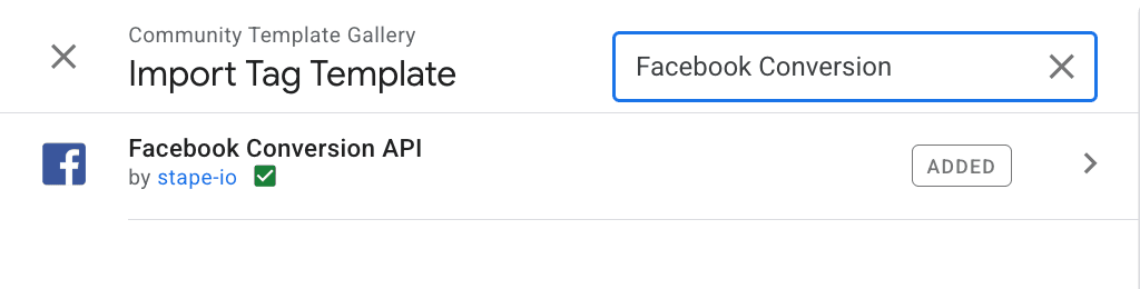 Facebook Conversion API tag