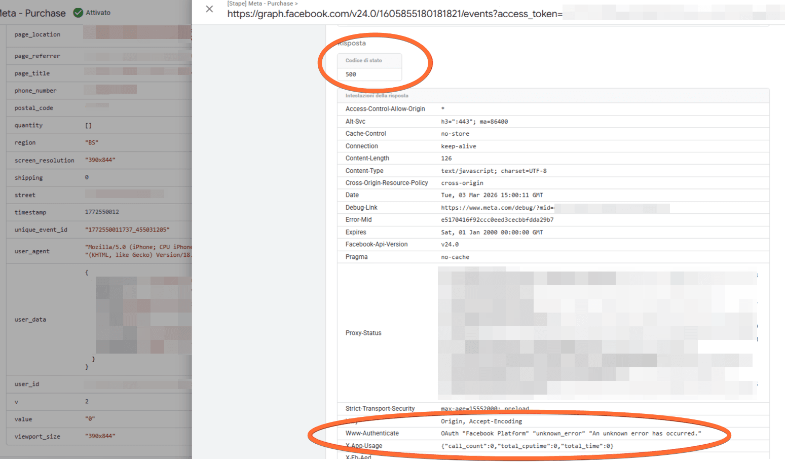 Error 500 in GTM Preview