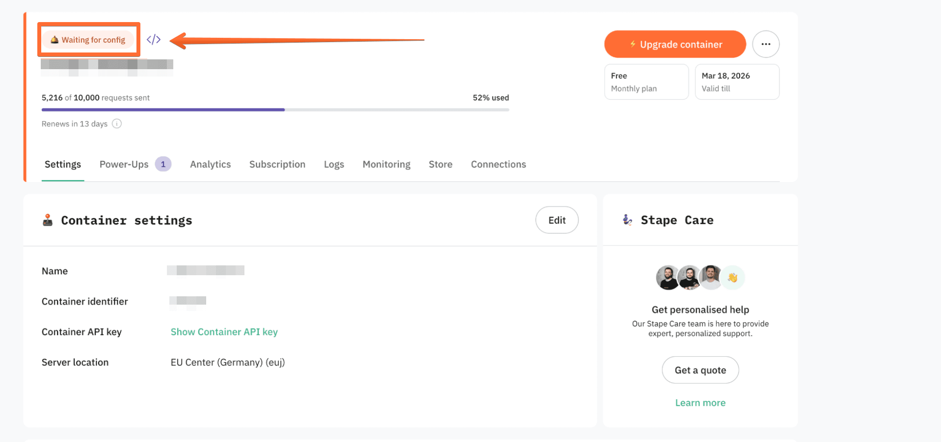 "Waiting for config” state