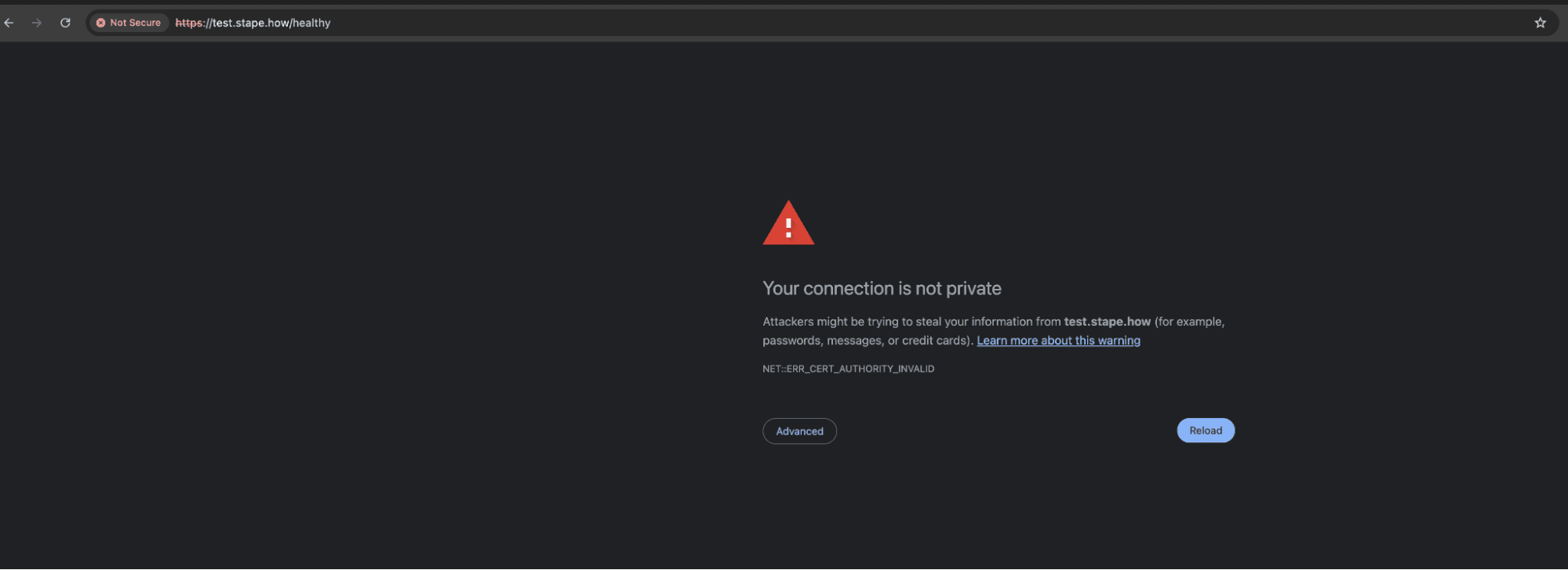 ERR_CERT_AUTHORITY_INVALID error 