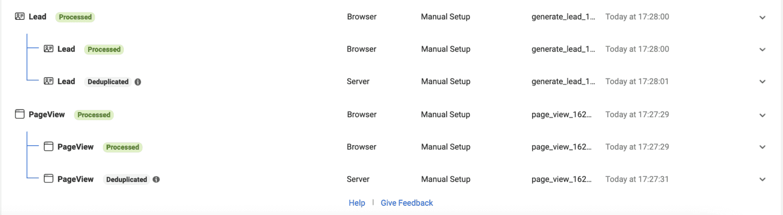 Event deduplication Facebook testing tool