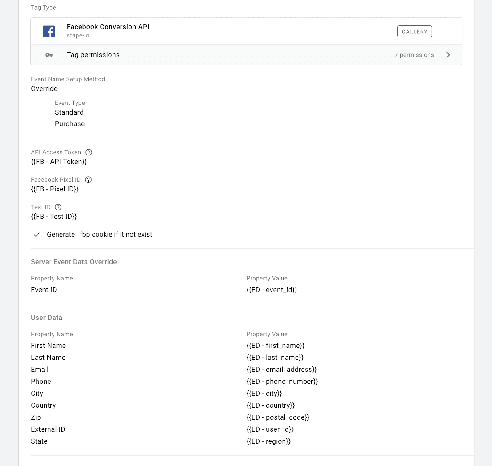 Add data to the server-side Facebook event