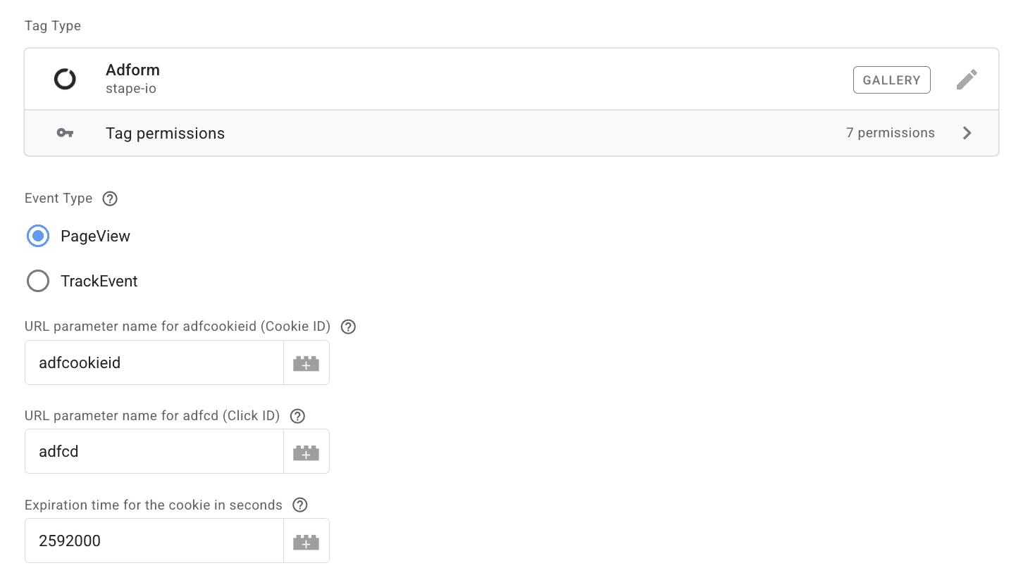 adform tag description - stape