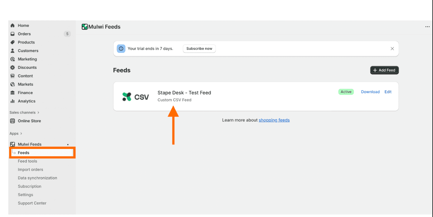 Click the feed you’ve just created