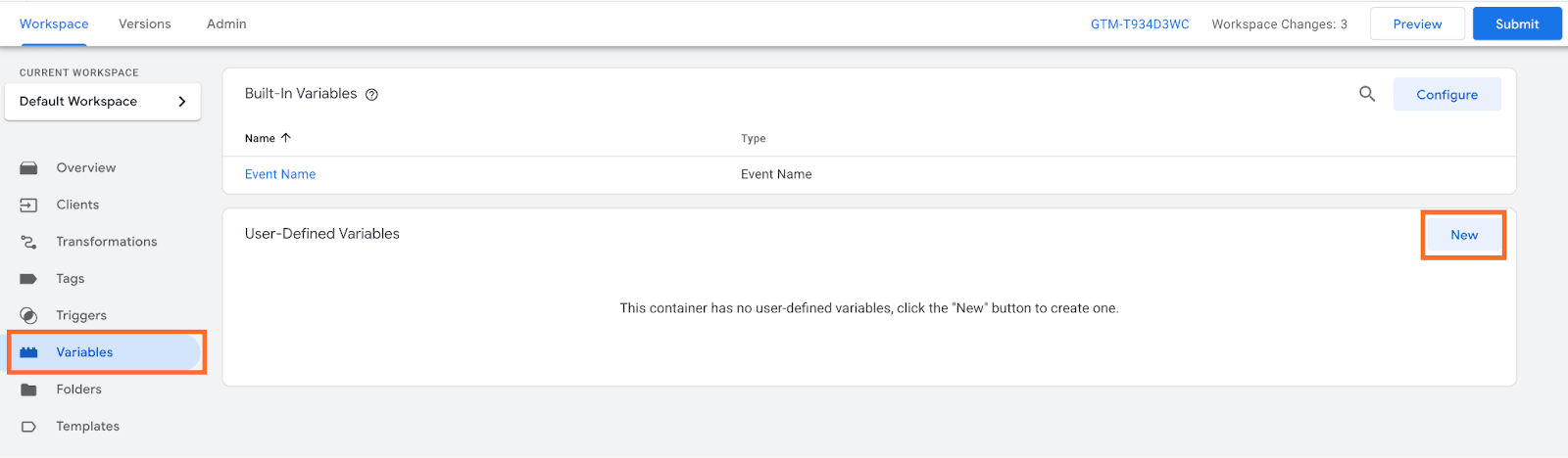 Go to Variables, and in the User-Defined Variables section click New