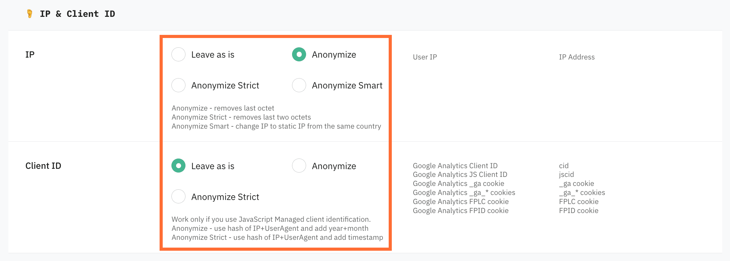 Configure each parameter group