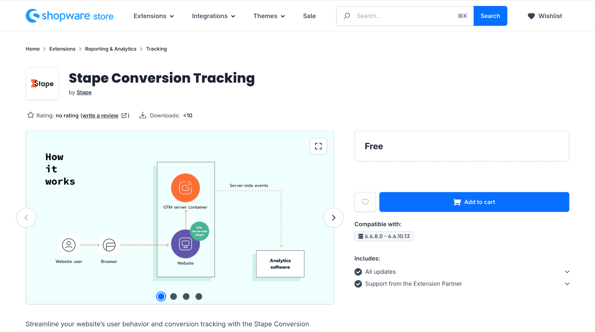 Stape Conversion Tracking extension in Shopware store