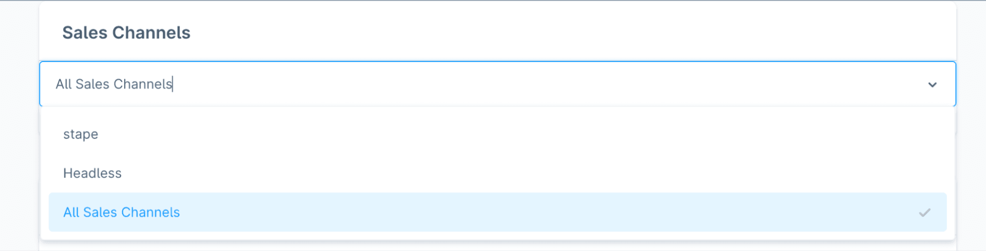 Select the “Sales Channels” you need to configure 