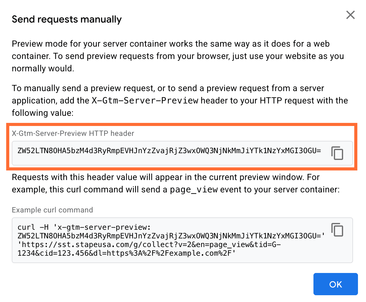 Copy the X-Gtm-Server-Preview HTTP header value