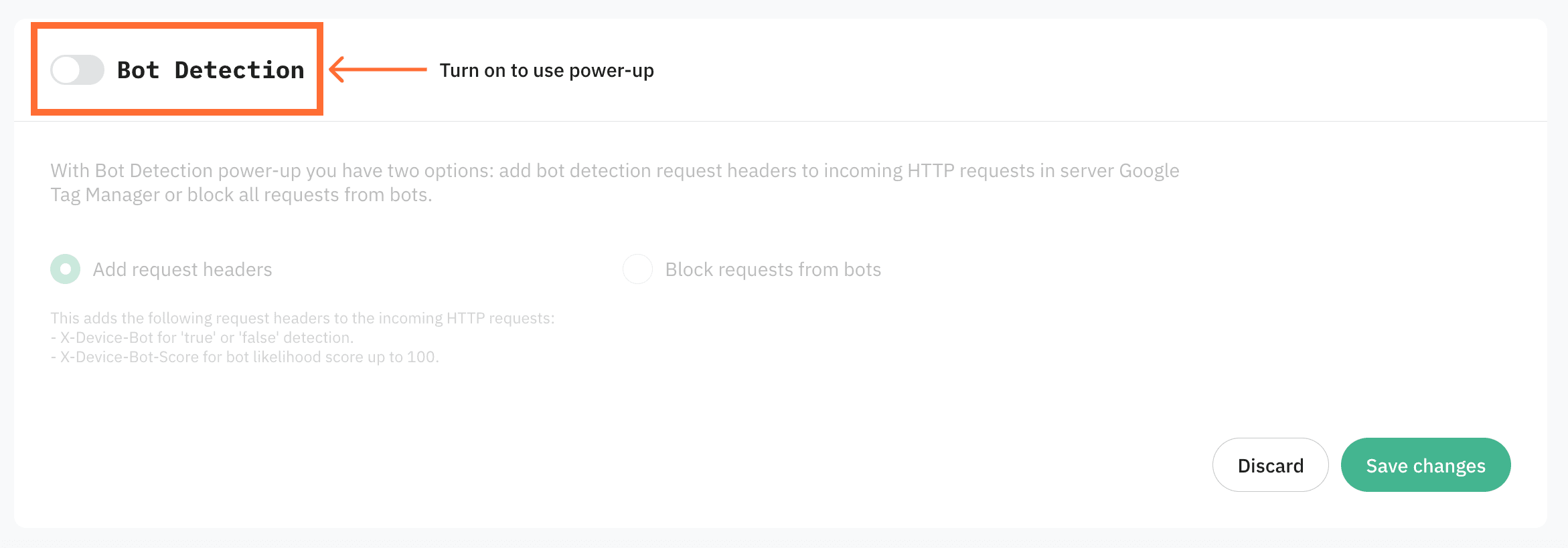 Toggle the Bot Detection switch