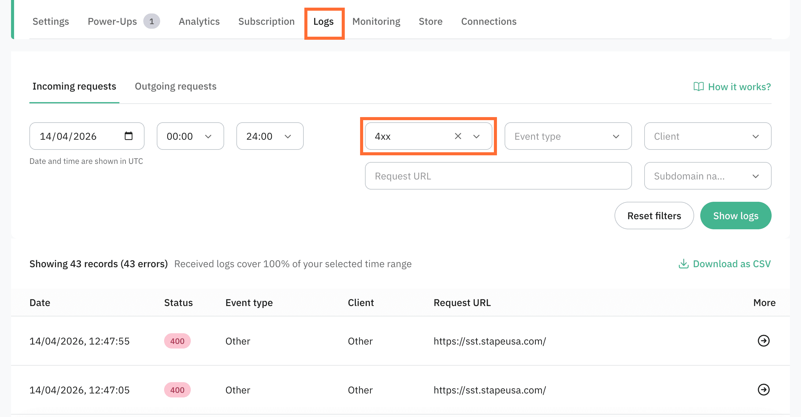 Block requests from bots option