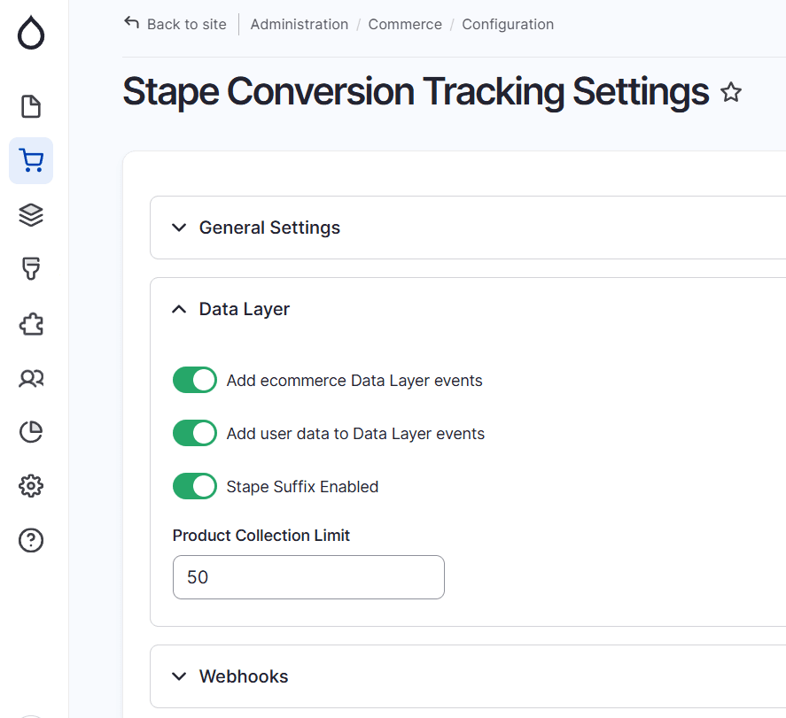 Drupal module Data Layer section
